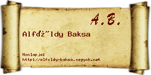 Alföldy Baksa névjegykártya